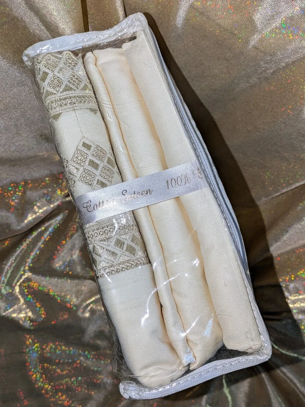 Queen Sheet Set 230-Thread Count Cream/Gold